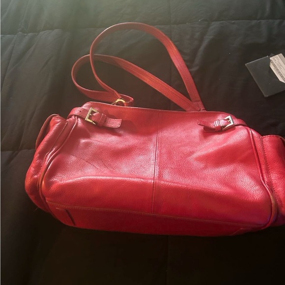 Authentic Prada Double Handled Red Pebble Leather Hand Purse - LIKE NEW - Picture 2 of 6